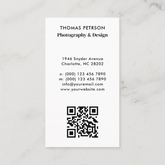 モダン&プロフェッショナルフォトグラファーQRコード 名刺 (裏面)