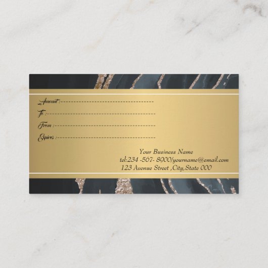 モダン,プロフェッショナルブラック大理石金ゴールド 割引カード (裏面)