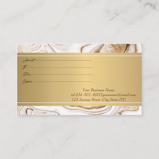 モダン,プロフェッショナル白大理石金ゴールド 割引カード (裏面)