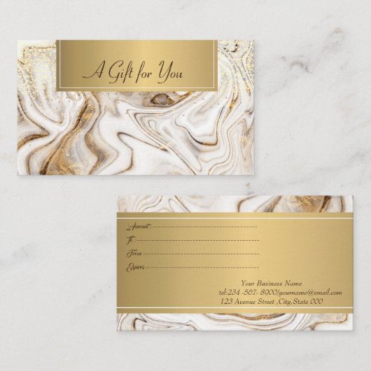 モダン,プロフェッショナル白大理石金ゴールド 割引カード (正面/裏面)