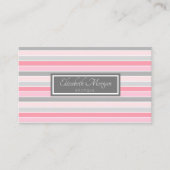 モダン プロフェッショナル おしゃれなグレー フレーム ストライプ 名刺 (正面)