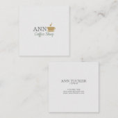 モダン プロフェッショナル ゴールド グレー カフェ スクエア B スクエア名刺 (正面/裏面)