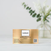 モダン プロフェッショナル ゴールド ロゴとQRコードを追加 名刺 (スタンド正面)