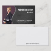 モダン、プロフェッショナル、ダマスク織、不動産、写真 名刺 (正面/裏面)