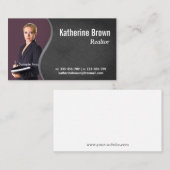 モダン、プロフェッショナル、ダマスク織、不動産、写真 名刺 (正面/裏面)