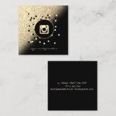 モダン プロフェッショナル ドット ゴールド グリッター インスタグラム スクエア名刺 (正面/裏面)