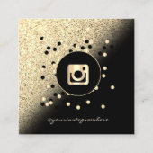 モダン プロフェッショナル ドット ゴールド グリッター インスタグラム スクエア名刺 (正面)