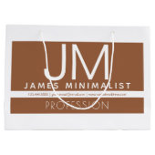 モダン プロフェッショナル ミニマル デザイン | ブラウン & ホワイト ラージペーパーバッグ (裏面)