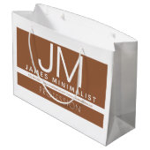 モダン プロフェッショナル ミニマル デザイン | ブラウン & ホワイト ラージペーパーバッグ (裏面アングル)