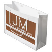 モダン プロフェッショナル ミニマル デザイン | ブラウン & ホワイト ラージペーパーバッグ (正面アングル)