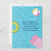 モダン プールパーティー 誕生日 すべての年齢 招待状 (裏面)