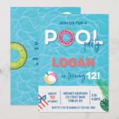 モダン プールパーティー 誕生日 すべての年齢 招待状 (正面/裏面)