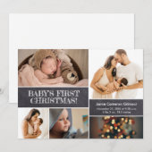 モダン ベイビーのファースト クリスマス ファミリー フォト コラージュ 招待状 (正面/裏面)