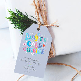 モダン ベイビー イッツ コールド アウトサイド ダスティーブルー ギフトタグ