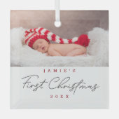 モダン ベイビー ファースト クリスマス カスタム ガラスオーナメント (正面)