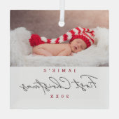 モダン ベイビー ファースト クリスマス カスタム ガラスオーナメント (裏面)