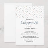 モダン ベイビー ボーイ スプリンクル グレー ブルー インビテーション (正面/裏面)