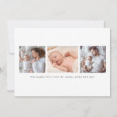 モダン ベイビー 4 フォト コラージュ 誕生 案内状 (裏面)