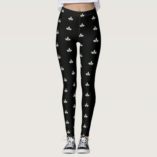 モダン ベイリーフ シルエット パターン レギンス (正面)