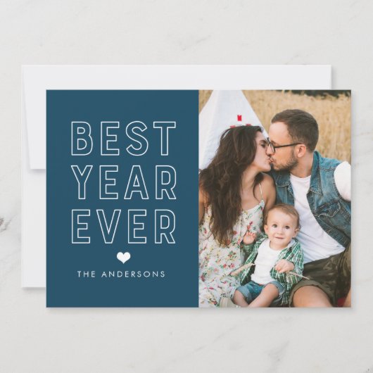 モダン ベストイヤーエバーネイビー写真 シーズンカード (正面)