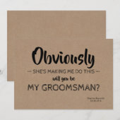 モダン | ベストマン | 仲人 面白いプロポーズ 招待状 (正面/裏面)