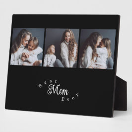 モダン ベスト ママ エバー エレガント スクリプト ブラック 3 フォト フォトプラーク