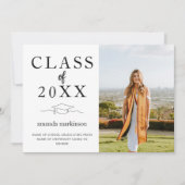 モダン ベーシック 3 フォト 卒業発表 招待状 (正面)