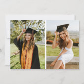 モダン ベーシック 3 フォト 卒業発表 招待状 (裏面)