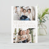 モダン・ベージュのメリークリスマス2枚の写真 シーズンカード (スタンド正面)