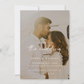 モダン ベージュ スクリプト 2-フォト ウェディング 招待状 (正面)