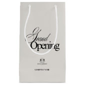 モダン ベージュ ビジネス ロゴ カリグラフィー QR コード スモールペーパーバッグ (正面)