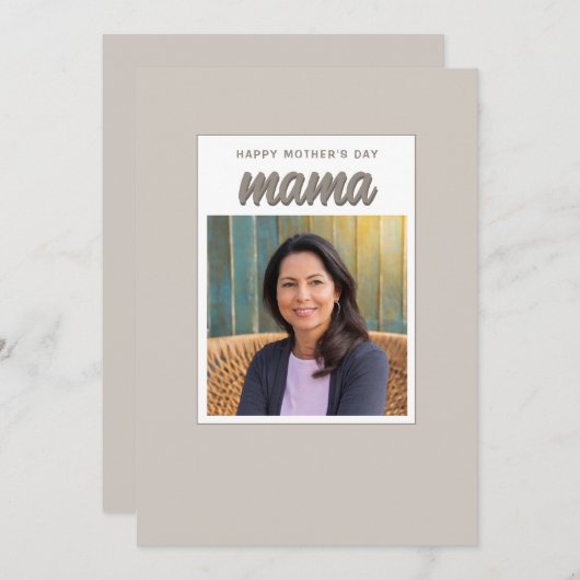 モダン ベージュ ママ キッズ フォト マザーズ デー シーズンカード (正面/裏面)