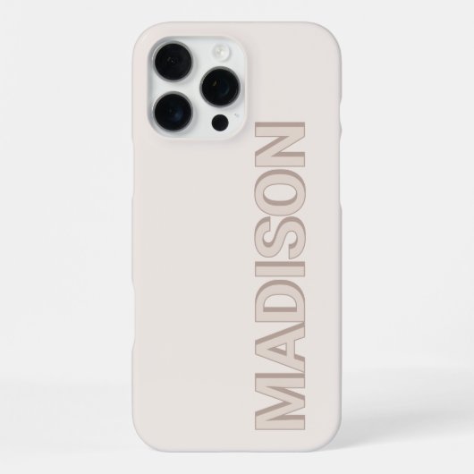 モダン ベージュ モノグラム 名前 iPhoneケース (裏面)