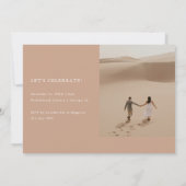 モダン ベージュ 2枚の写真のこっそり結婚式の披露宴 招待状 (裏面)