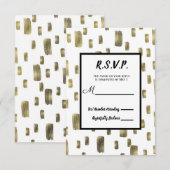 モダン ペイント ブラシ ゴールド カッパー ブロンズ RSVP 返信 (正面/裏面)
