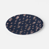 モダン ペイント ブラシ ローズゴールド & ネイビーブルー スパークル ペーパープレート (アングル)