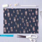 モダン ペイント ブラシ ローズゴールド & ネイビーブルー スパークル 薄葉紙 (クラフト)