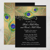 モダン ペコック フレーズ ジュエル スクロール スワール 招待状 (正面/裏面)