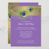 モダン ペコック フレーズ ジュエル スクロール スワール 招待状 (正面/裏面)