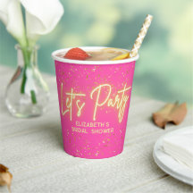 モダン ホットピンク ゴールド ネオン グローイング レッツパーティー