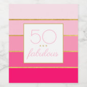 モダン ホットピンク ゴールド 50歳の誕生日 ワインラベル (シングルラベル)