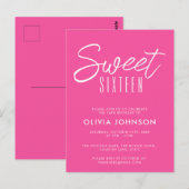 モダン ホットピンク スウィートシックスティーン 16歳の誕生日 ポストカード (正面/裏面)