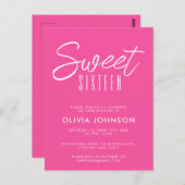 モダン ホットピンク スウィート シックスティーン 16歳の誕生日 ポストカード (正面/裏面)