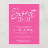 モダン ホットピンク スウィート シックスティーン 16歳の誕生日 ポストカード (正面)