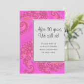 モダン ホットピンク フラクタル フローラル パターン 誓いの更新 招待状 (スタンド正面)