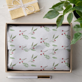 モダン ホリデークリスマス グリーナリー ボタニカル ベリー 薄葉紙