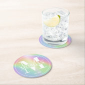 モダン ホログラフィック オーダーメイド ファミリー モノグラム 名前 ラウンドペーパーコースター (インサイチュ)