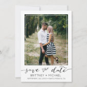 モダン ホワイトの写真ボーダー Save the Date セーブザデート (正面)