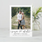 モダン ホワイトの写真ボーダー Save the Date セーブザデート (スタンド正面)