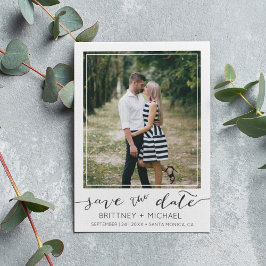 モダン ホワイトの写真ボーダー Save the Date セーブザデート